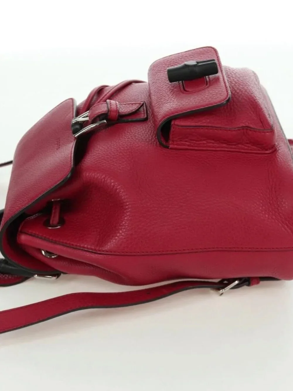 GUCCI Bamboo Backpack Leather Pink Silver 387149 Auth 171479V